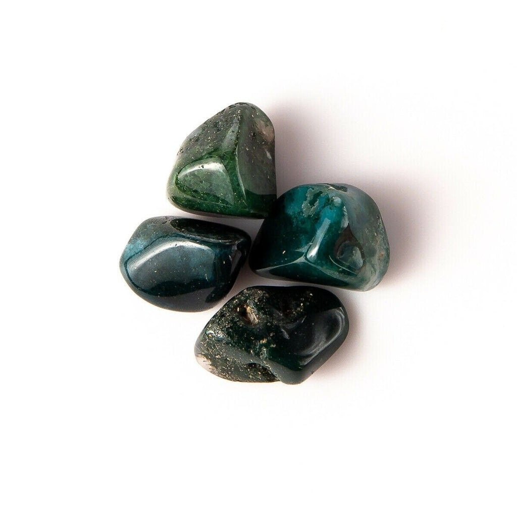 25 Grams of Medium Tumbled Green Moss Agate Gemstones Crystals