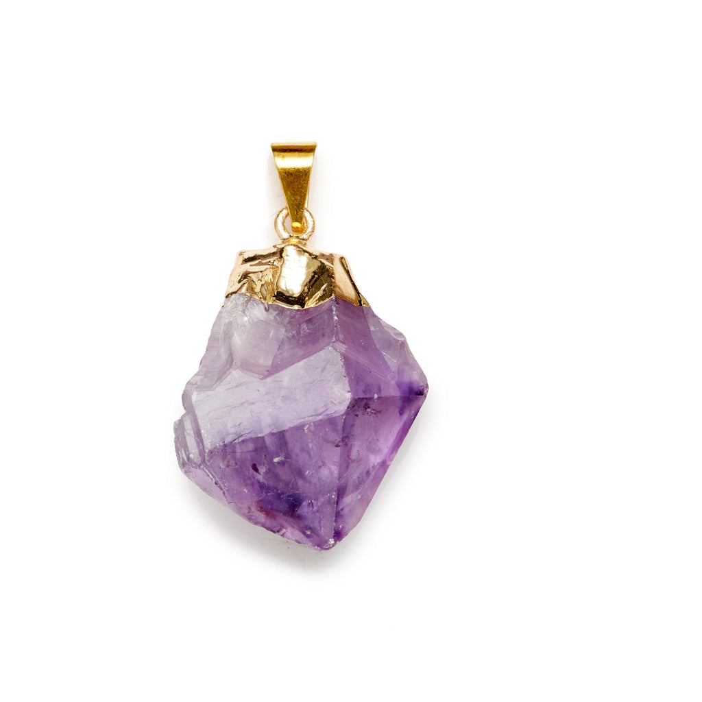 Rough/Raw Amethyst Point Pendant with Gold Accents
