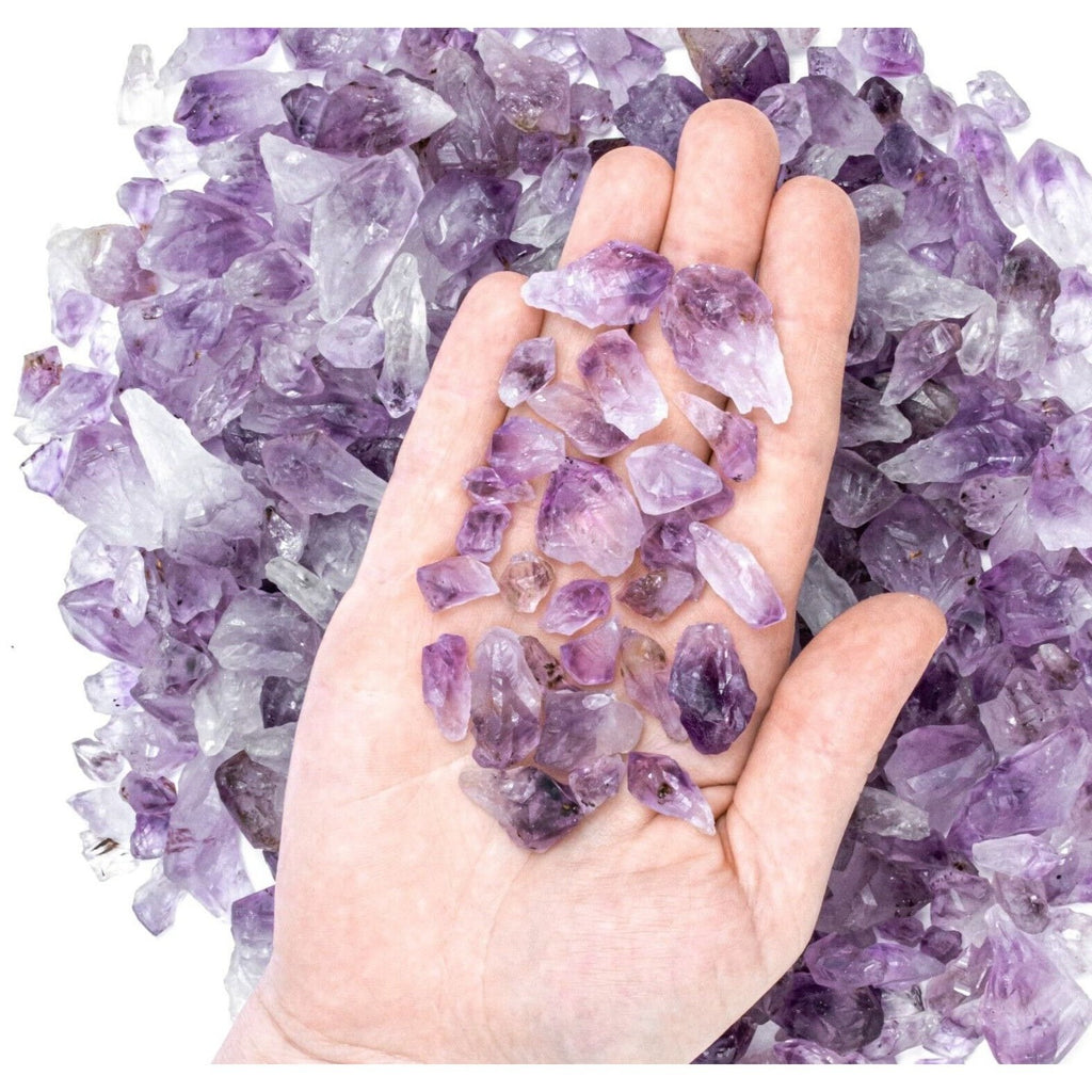Small Rough/Raw Amethyst Points Gemstones With Hand for Size