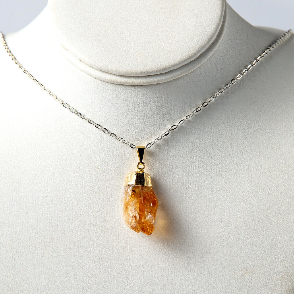 Beautiful Citrine Crystal Point Necklace