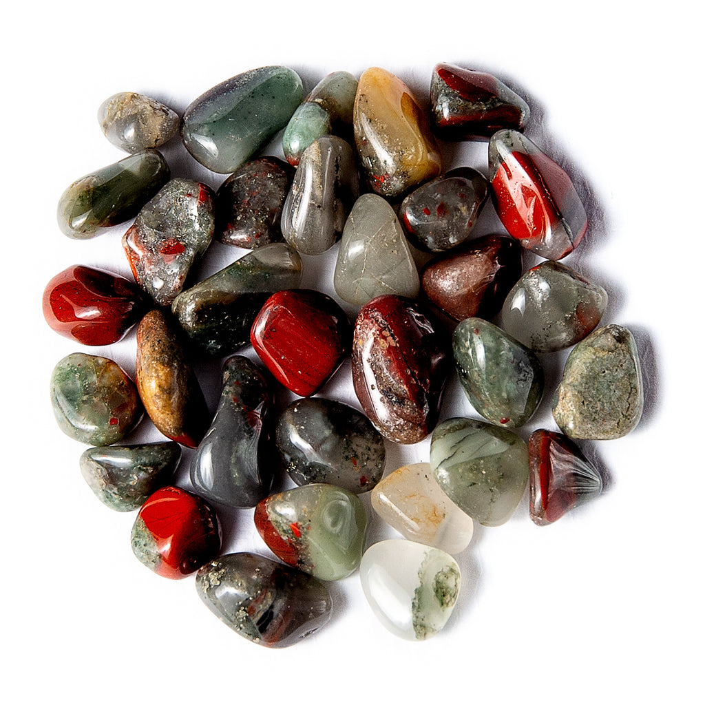 50 grams of Tumbled Bloodstone Heliotrope Gemstone Pebbles