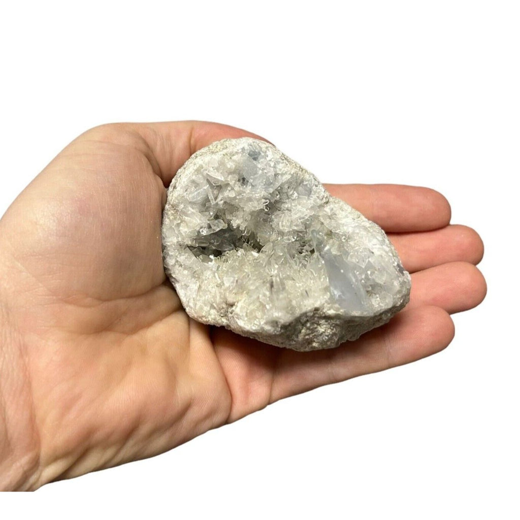 马达加斯加天青石水晶 Druzy 天蓝色晶洞矿物簇 9.6 盎司宝石岩石