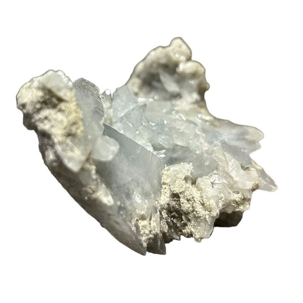 马达加斯加天青石水晶 Druzy 天蓝色晶洞矿物簇 6.6 盎司