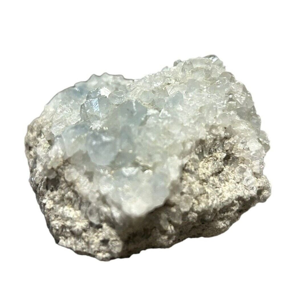 马达加斯加天青石水晶 Druzy 天蓝色晶洞矿物簇 8.0 盎司宝石岩石