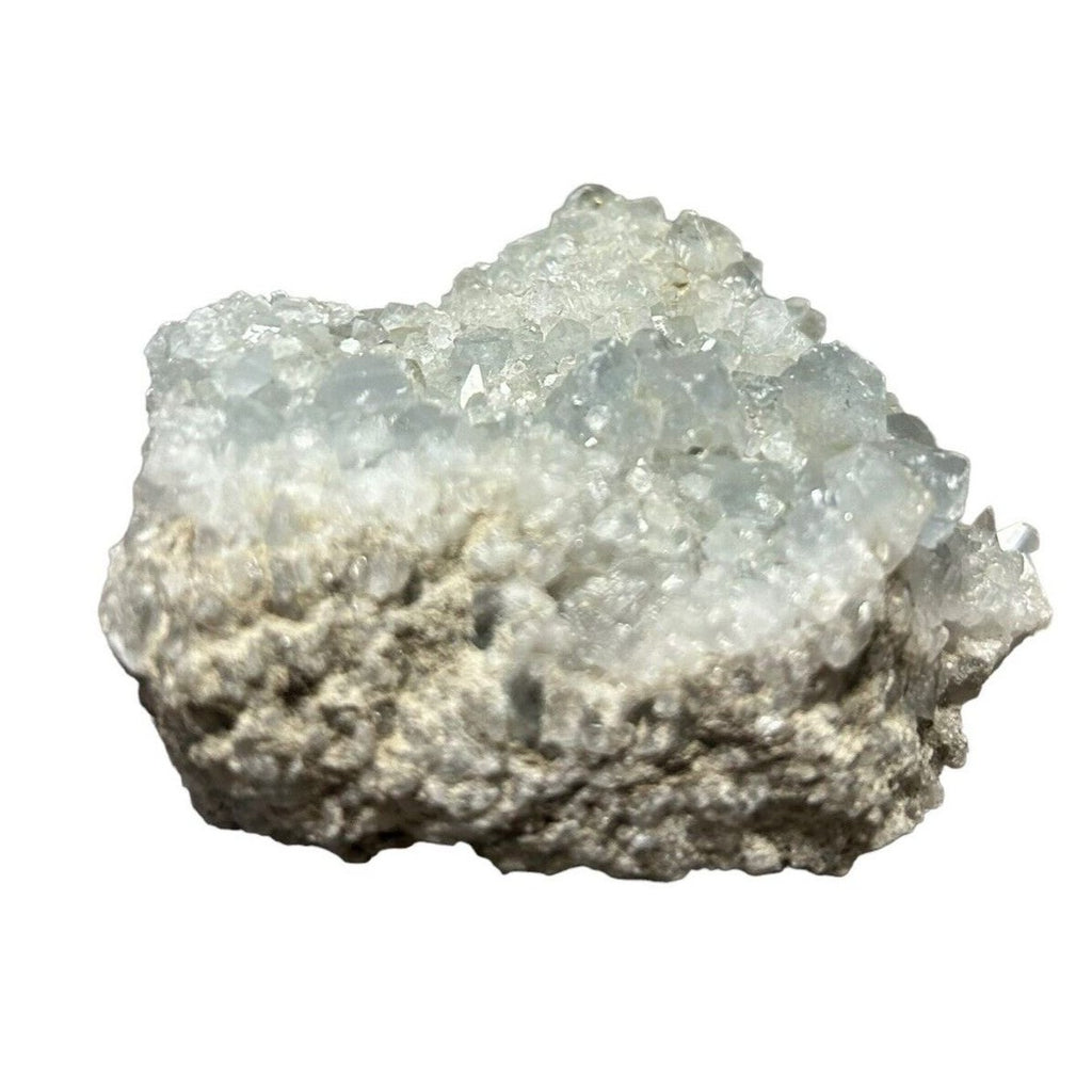 马达加斯加天青石水晶 Druzy 天蓝色晶洞矿物簇 8.0 盎司宝石岩石