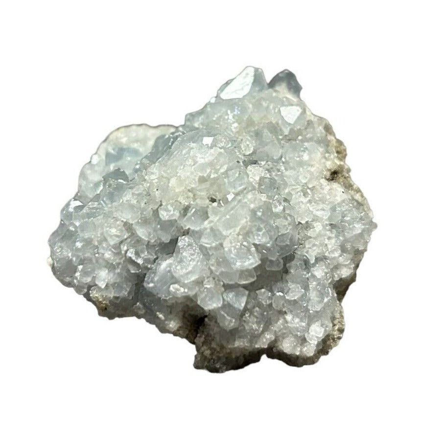 马达加斯加天青石水晶 Druzy 天蓝色晶洞矿物簇 6.3 盎司
