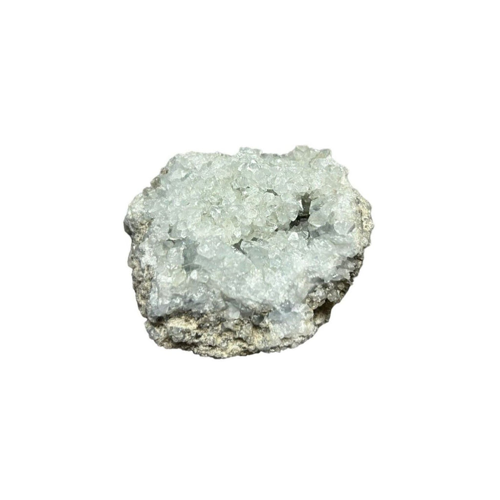 Madagaskarský Celestit Crystal Druzy Sky Blue Mineral Cluster 4,9 oz