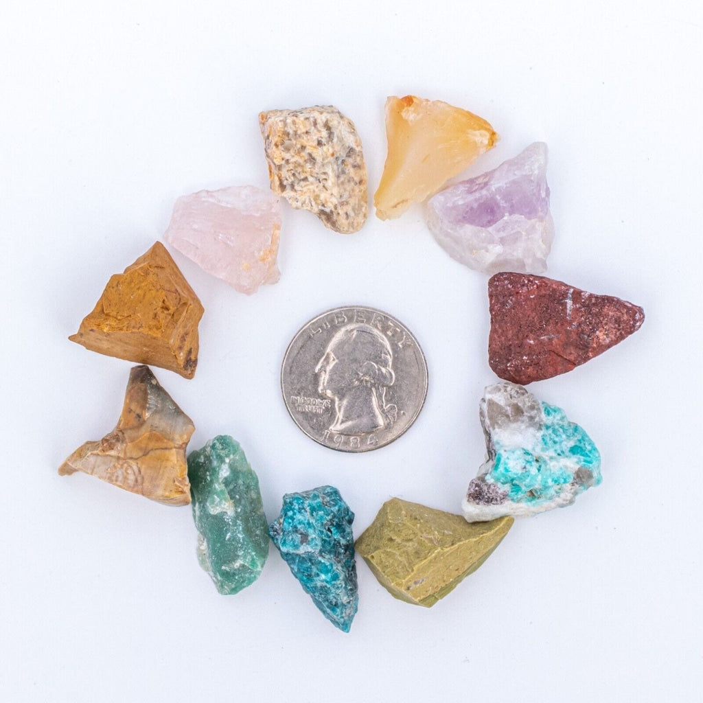 Extra Small Madagascar Crafters Gemstone Mix with Quarter for Size