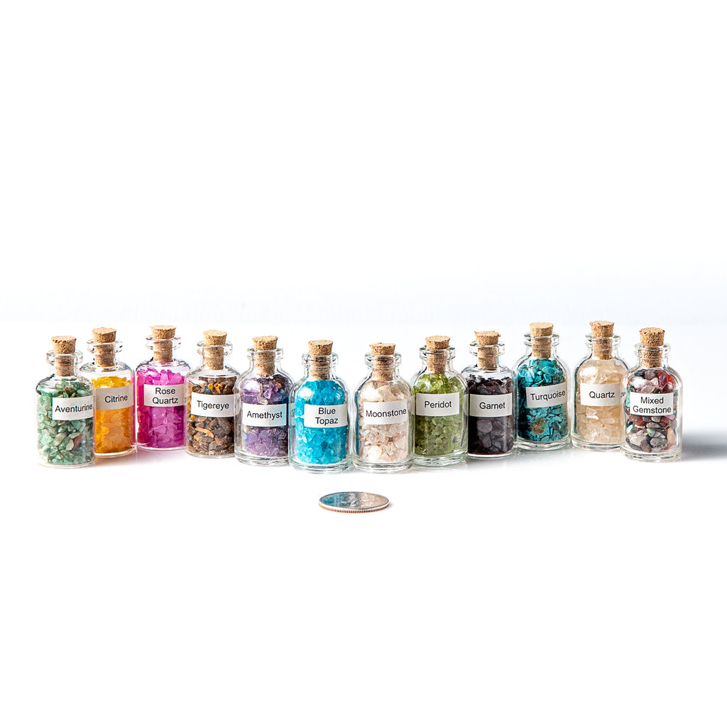 Beautiful Tumbled Chip Crystal Gemstone Mini Bottles