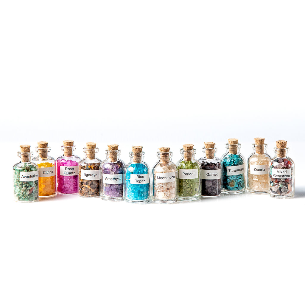 Beautiful Tumbled Chip Crystal Gemstone Mini Bottles