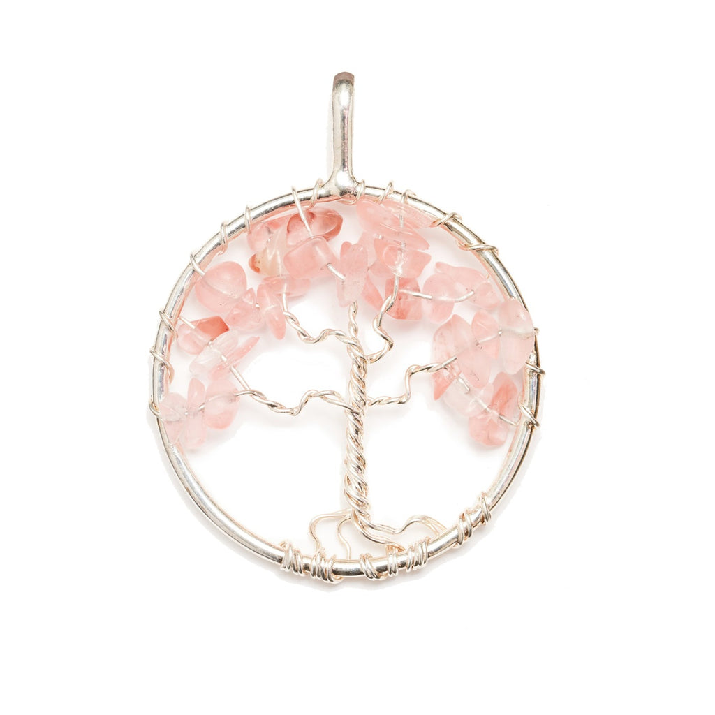 Rose Quartz Tree of Life Necklace