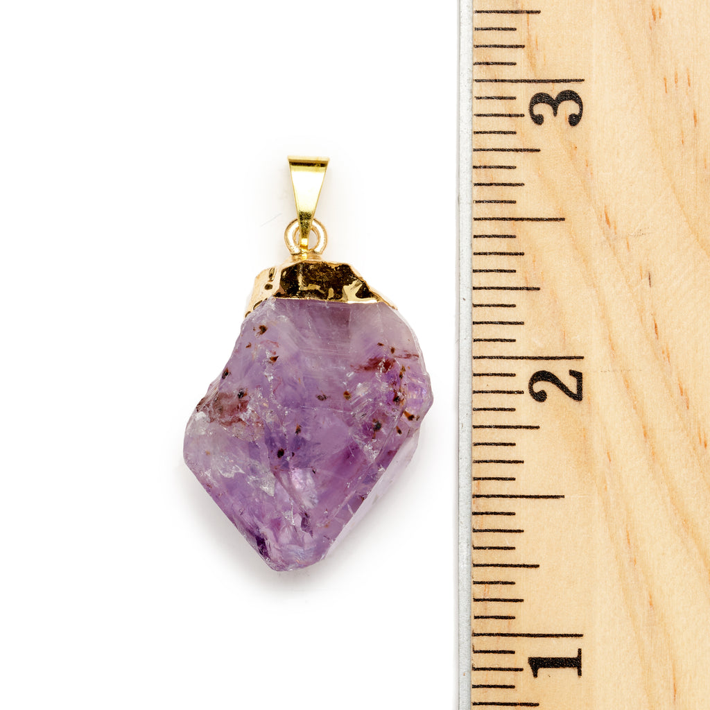 Rough/Raw Amethyst Point Pendant with a Ruler for Size