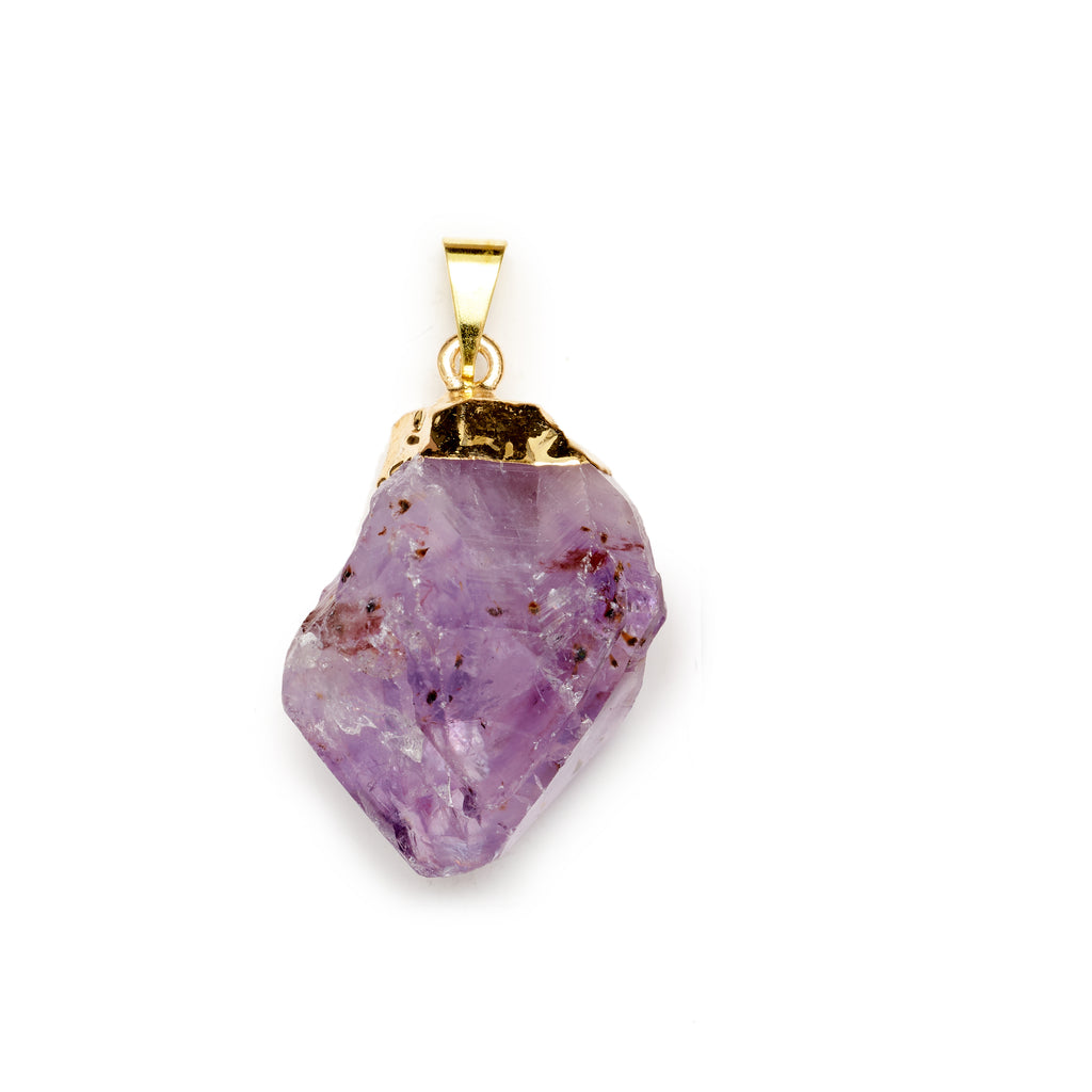 Rough/Raw Amethyst Point Pendant with Gold Accents