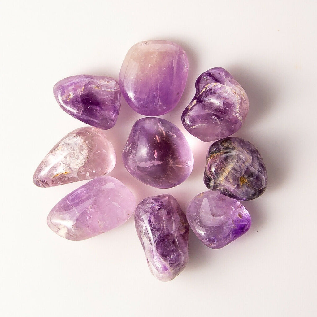 Tumbled Gemstone Collection Rose Quartz, Amethyst, Fluorite, & Snowflake Obsidian