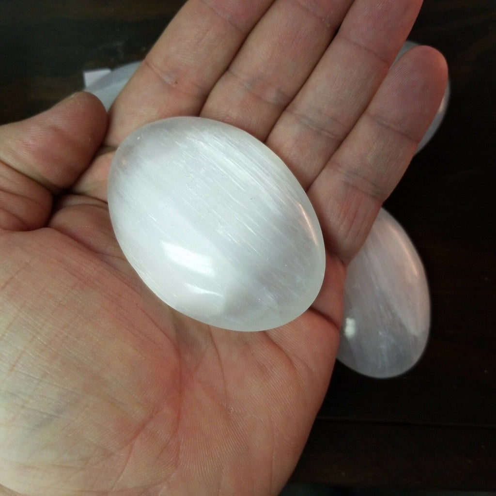 Round White Selenite Pocket Gemstone