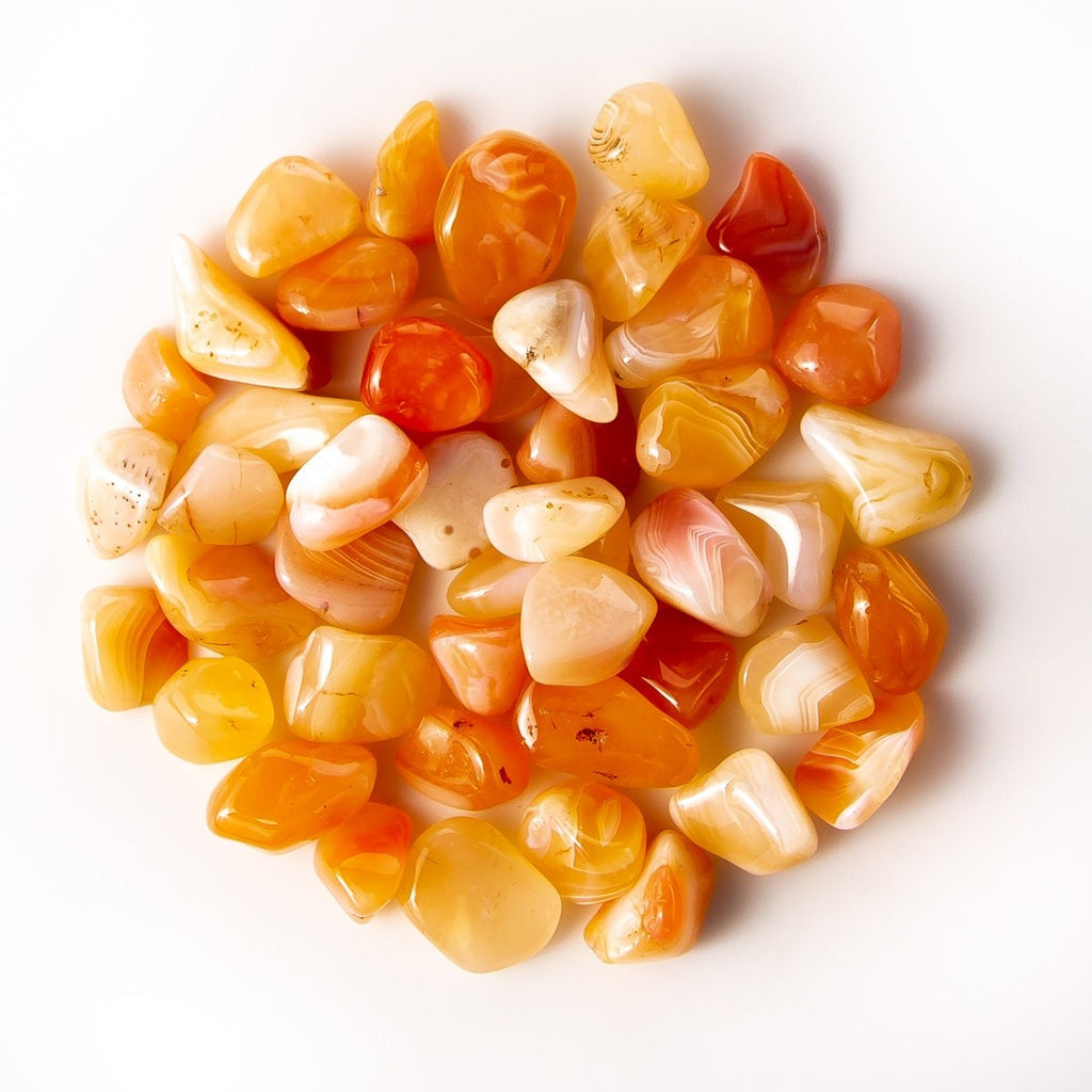 1/2 Pound of Small Tumbled Banded Carnelian Gemstone Crystals