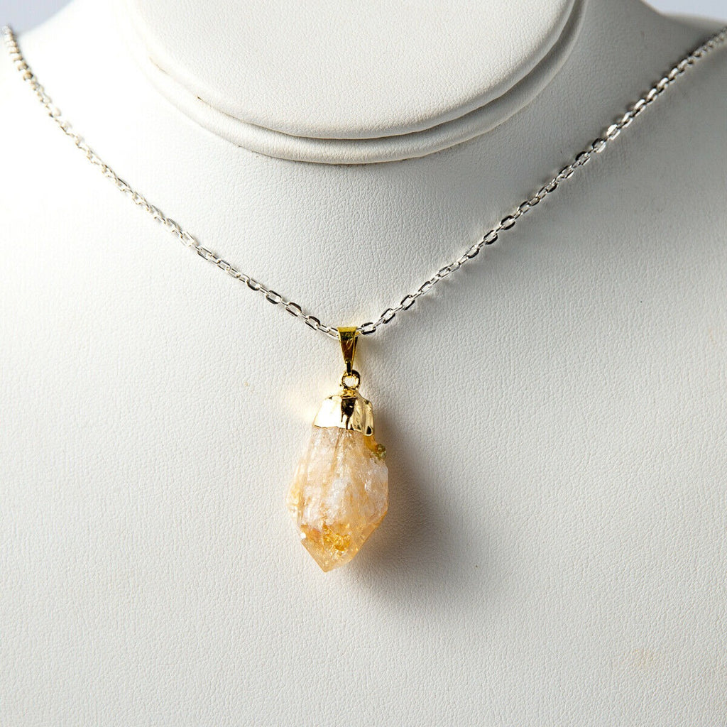 Beautiful Citrine Crystal Point Necklace