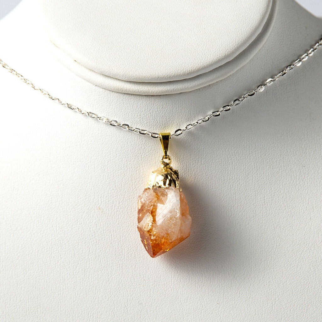 Beautiful Citrine Crystal Point Necklace