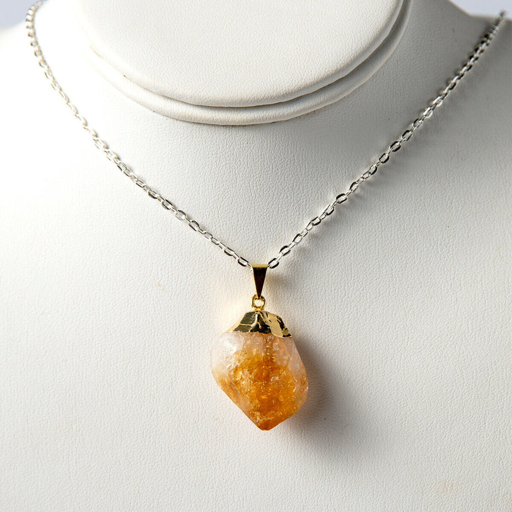 Beautiful Citrine Crystal Point Necklace