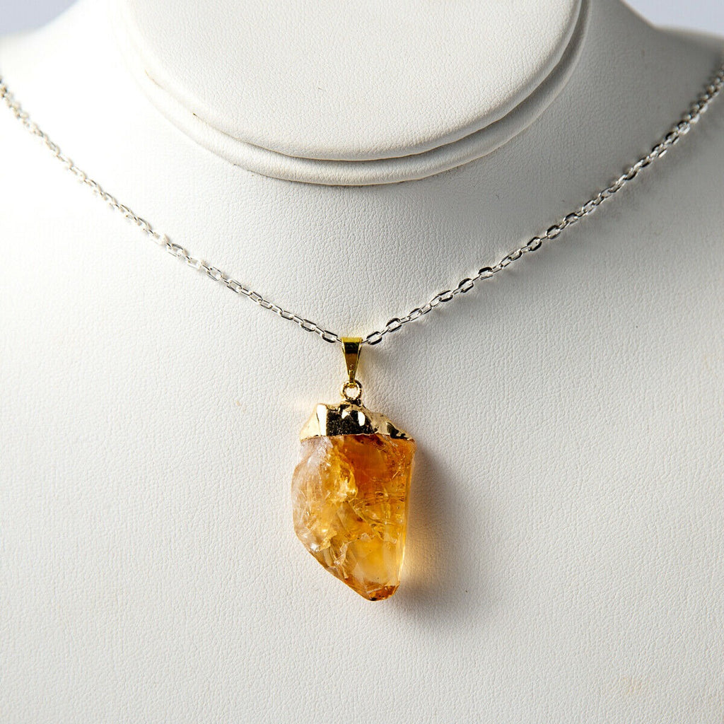 Beautiful Citrine Crystal Point Necklace