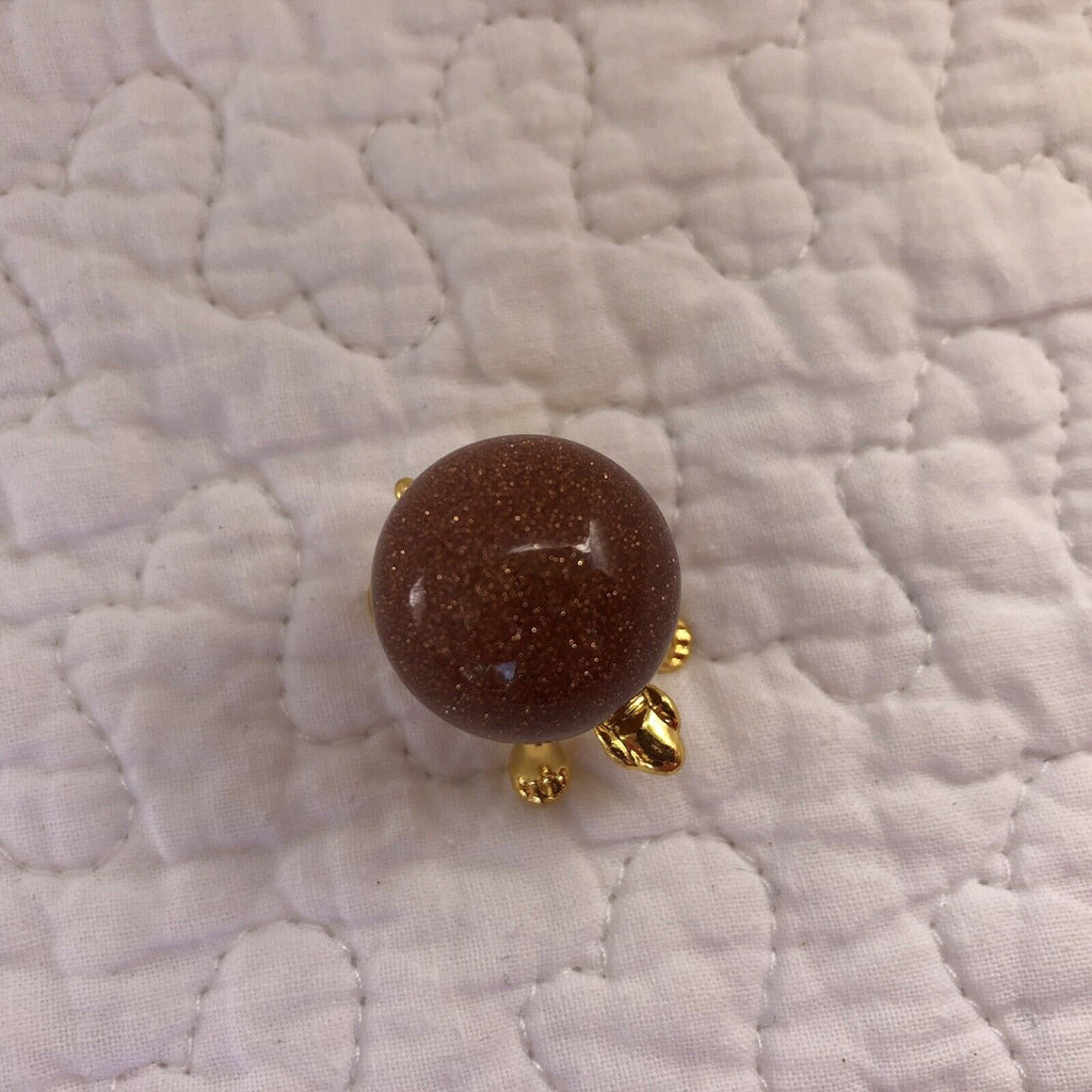 Goldstone 20mm Sphere on Gold Turtle Stand