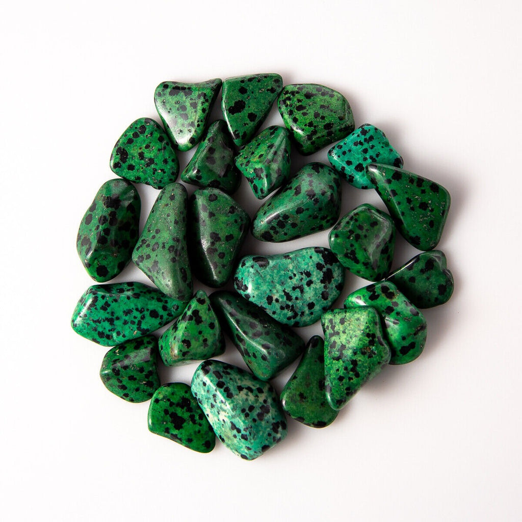 1/4 Pound of Small Tumbled Green Dalmatian Jasper Gemstone Crystals