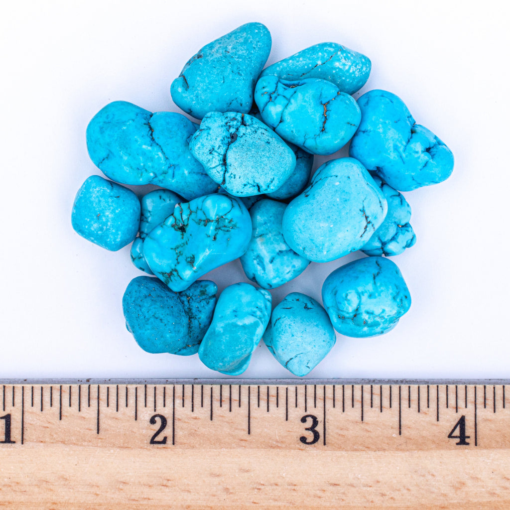 Small Tumbled Turquenite Gemstone with Ruler for Size