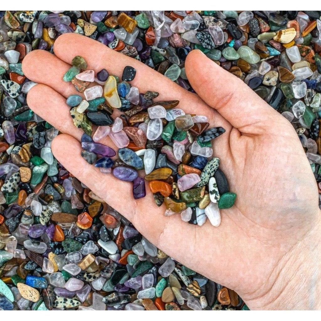 Tumbled Assorted South Africa Gemstone Crystal Chips with Hand for Size