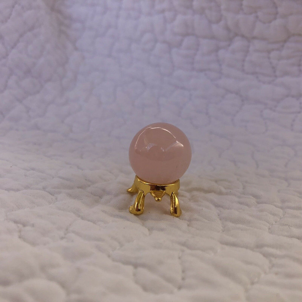 Rose Quartz 20mm Sphere on Gold Turtle Stand