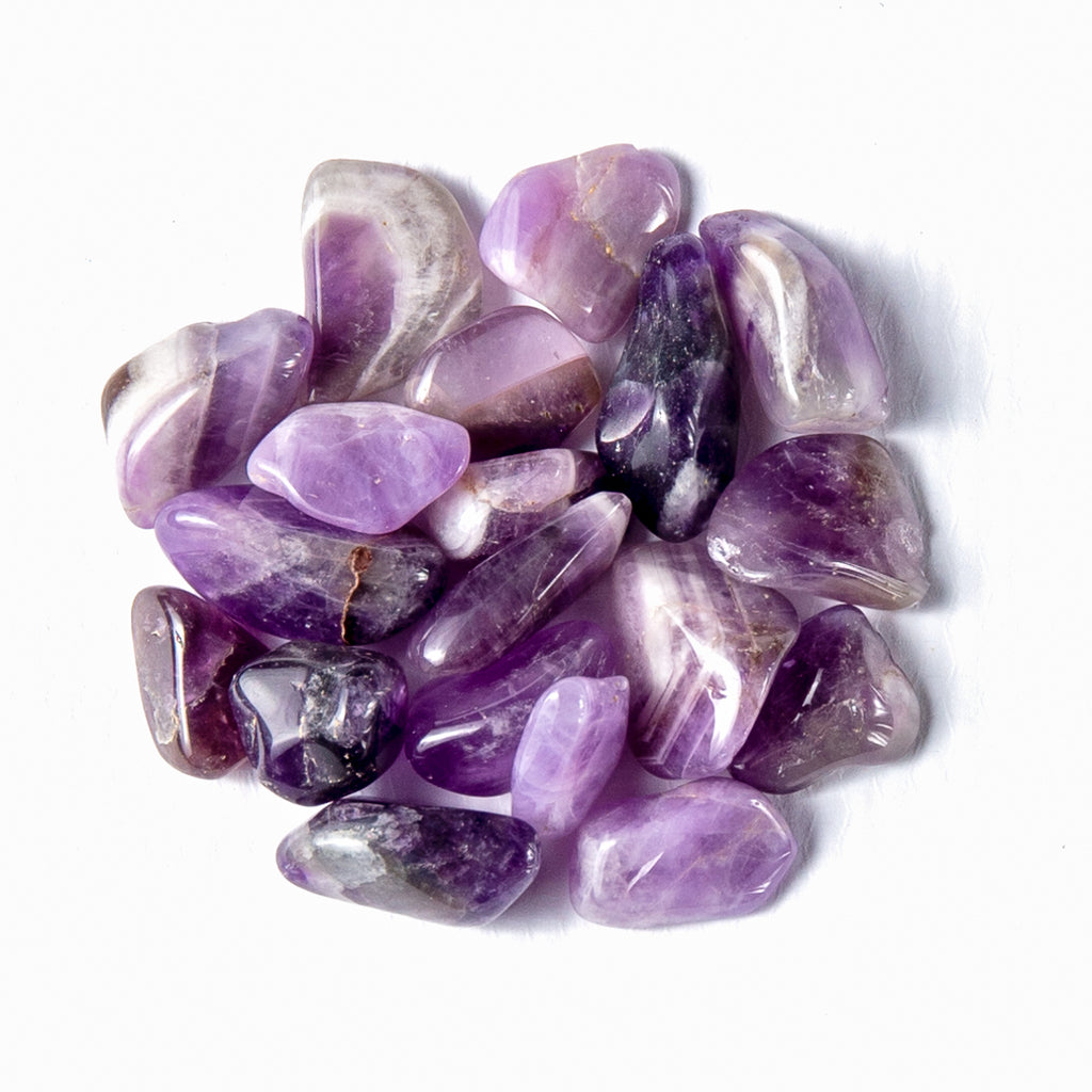 50 Grams of Small Tumbled Banded Amethyst Gemstone Crystals
