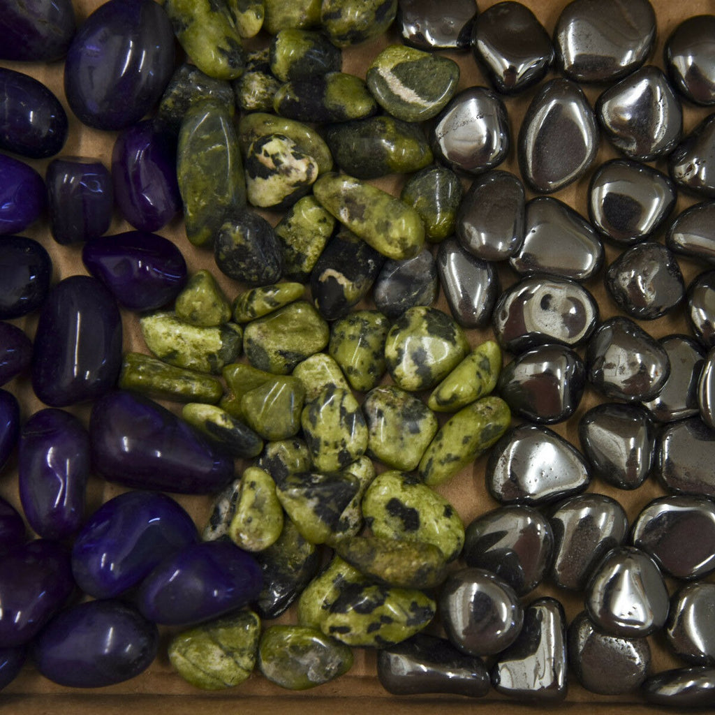 Beautiful Tumbled Stone Collection Purple Agate/Nephrite Jade/Hematite