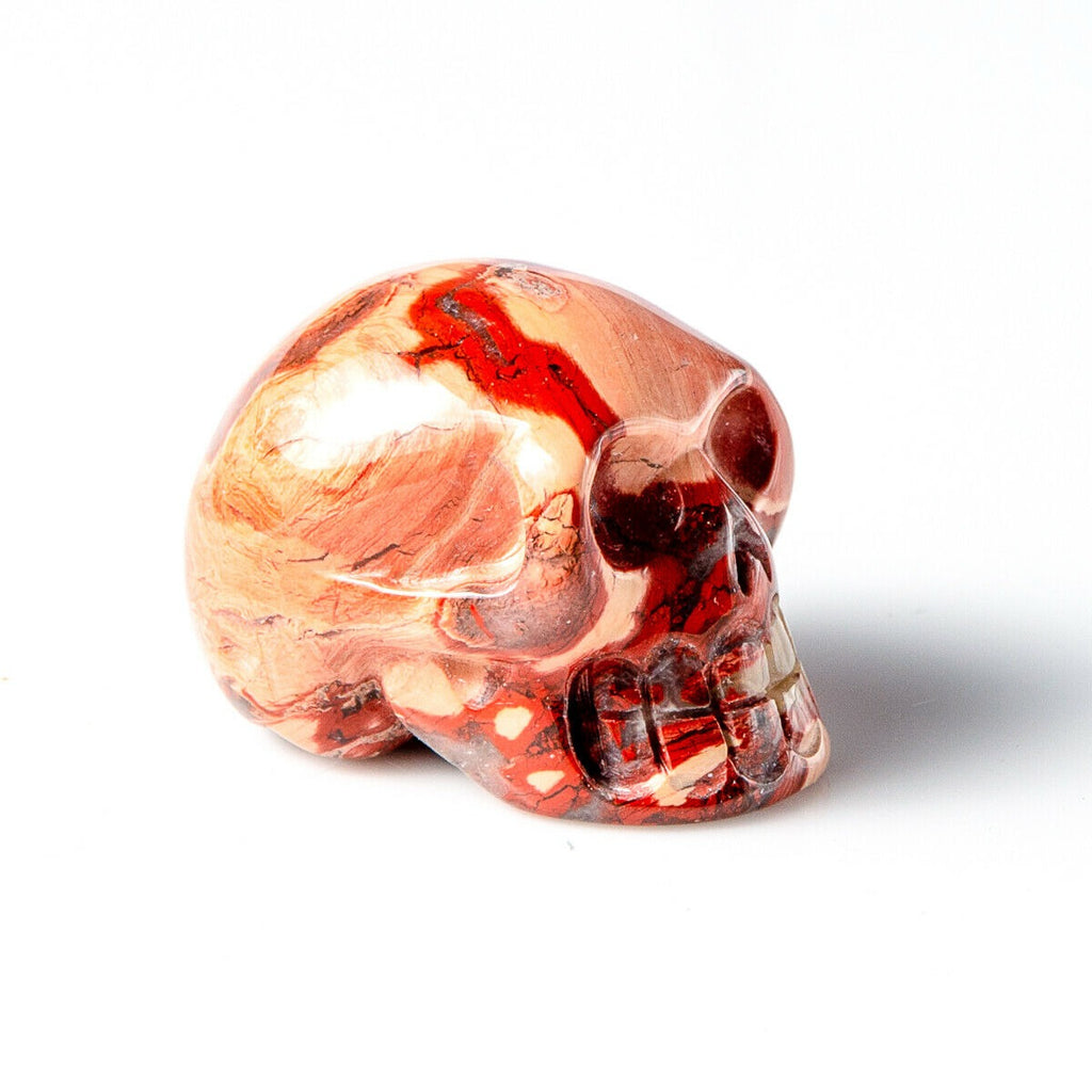 Polished Brecciated Jasper Hand Carved Gemstone Crystal Skull