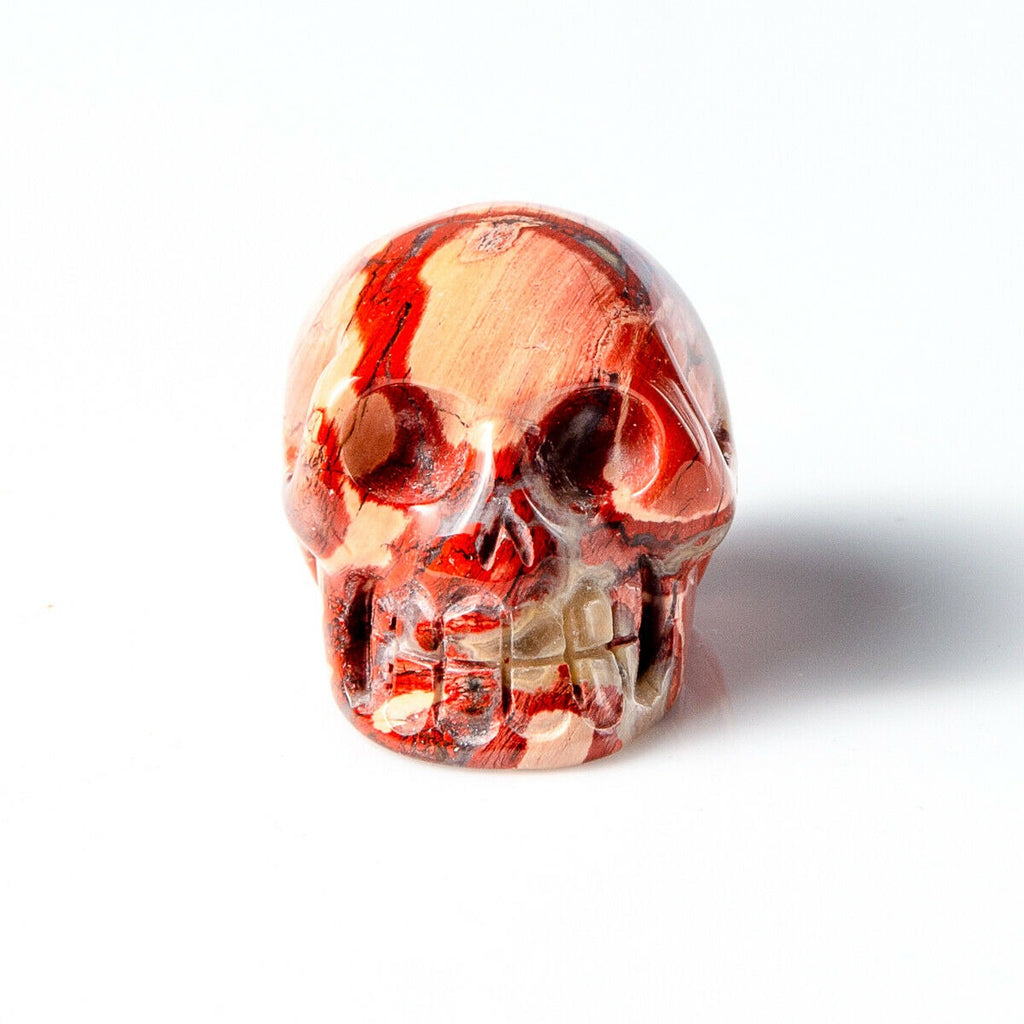 Polished Brecciated Jasper Hand Carved Gemstone Crystal Skull