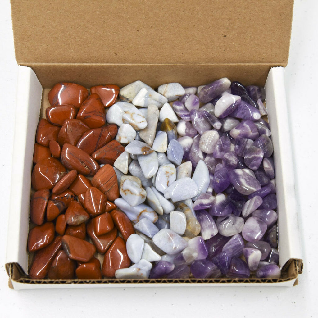 Beautiful Tumbled Stone Collection Red Jasper/Blue Chalcedony/Banded Amethyst