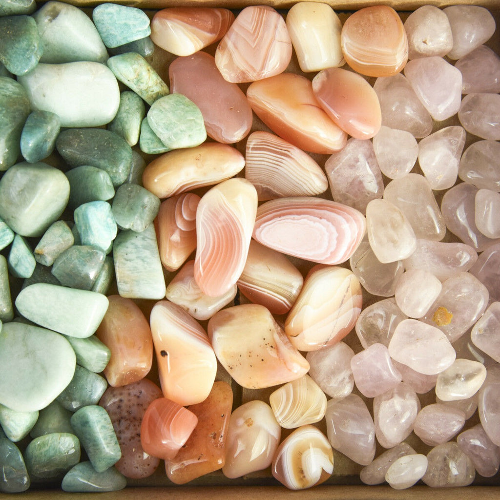 Best Tumbled Stone Collection Amazonite/Banded Carnelian/Pink Rose Quartz