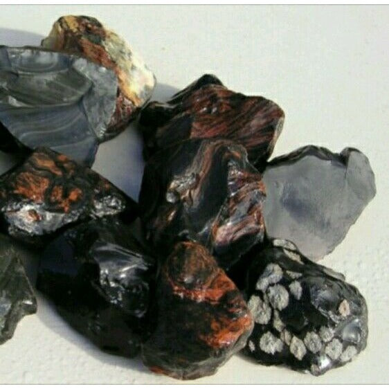 Mixed OBSIDIAN Volcanic Glass Rough Rock for Tumbling