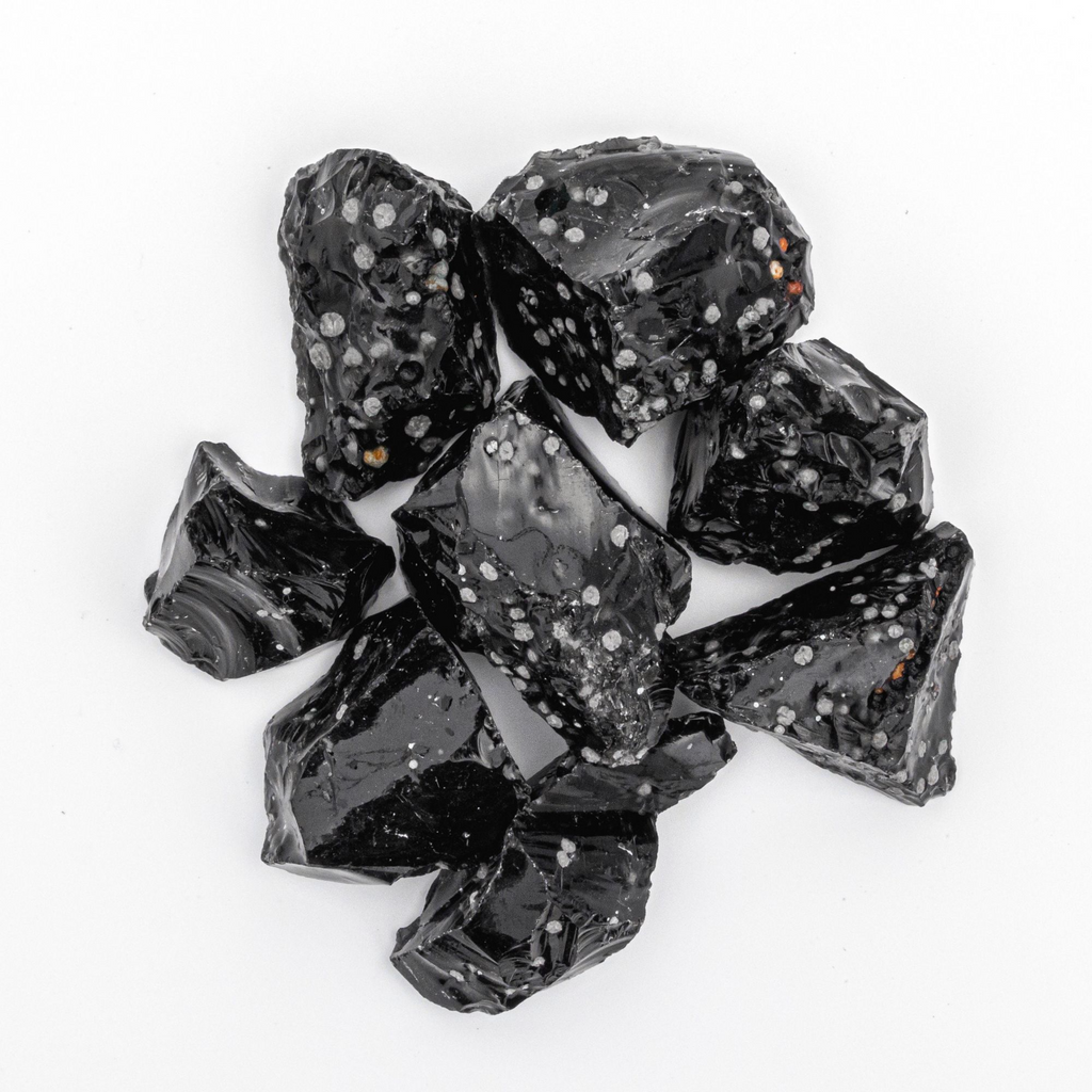 1/2 Pound of Rough/Raw Snowflake Obsidian Gemstone Crystals