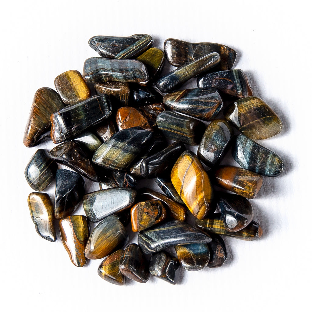 1/4 Pound of Small Tumbled Blue Variegated Tigers Eye Gemstone Crystals