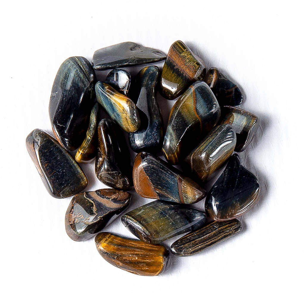 50 Grams of Small Tumbled Blue Variegated Tigers Eye Gemstone Crystals