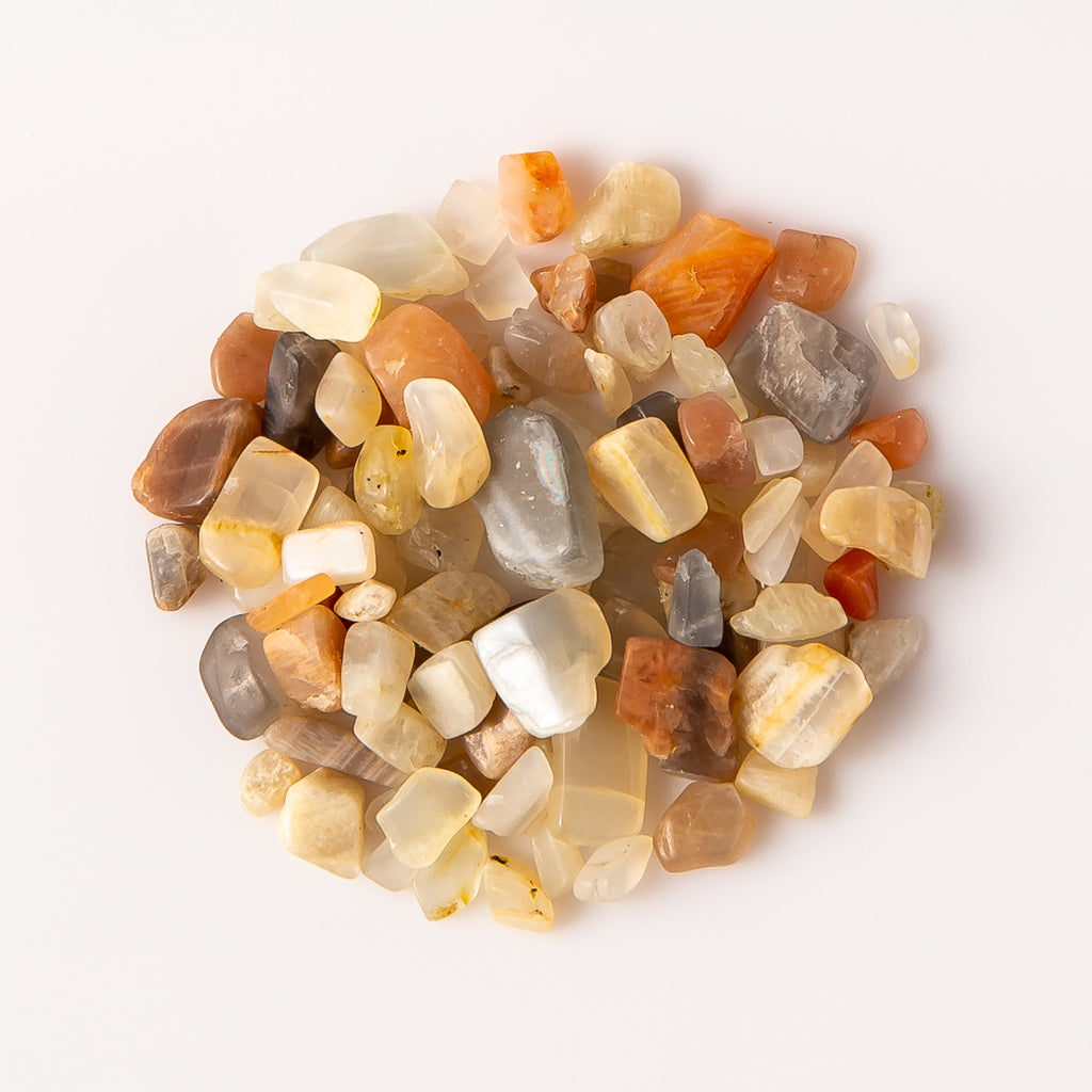 25 Grams of Tumbled Earth Tones Moonstone Gemstone Crystal Chips