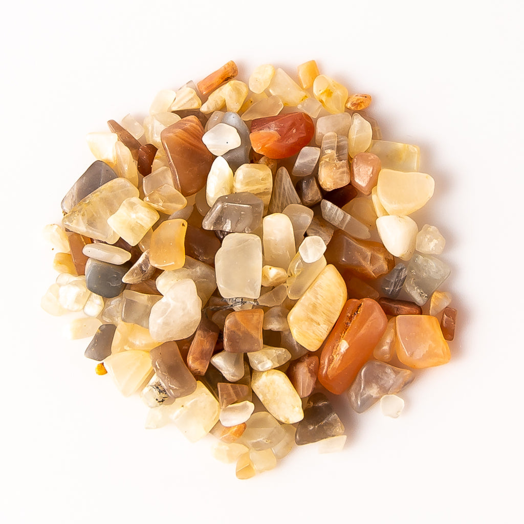 50 Grams of Tumbled Earth Tones Moonstone Gemstone Crystal Chips