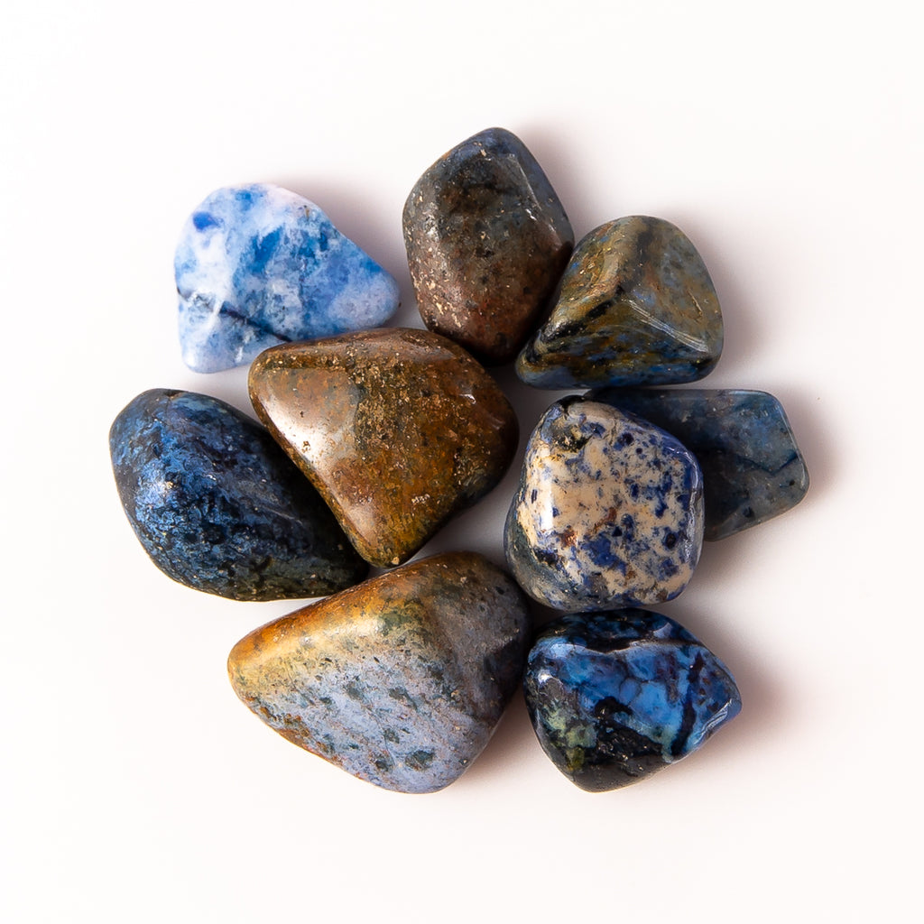 50 Grams of Medium Tumbled Dumortierite Gemstone Crystals