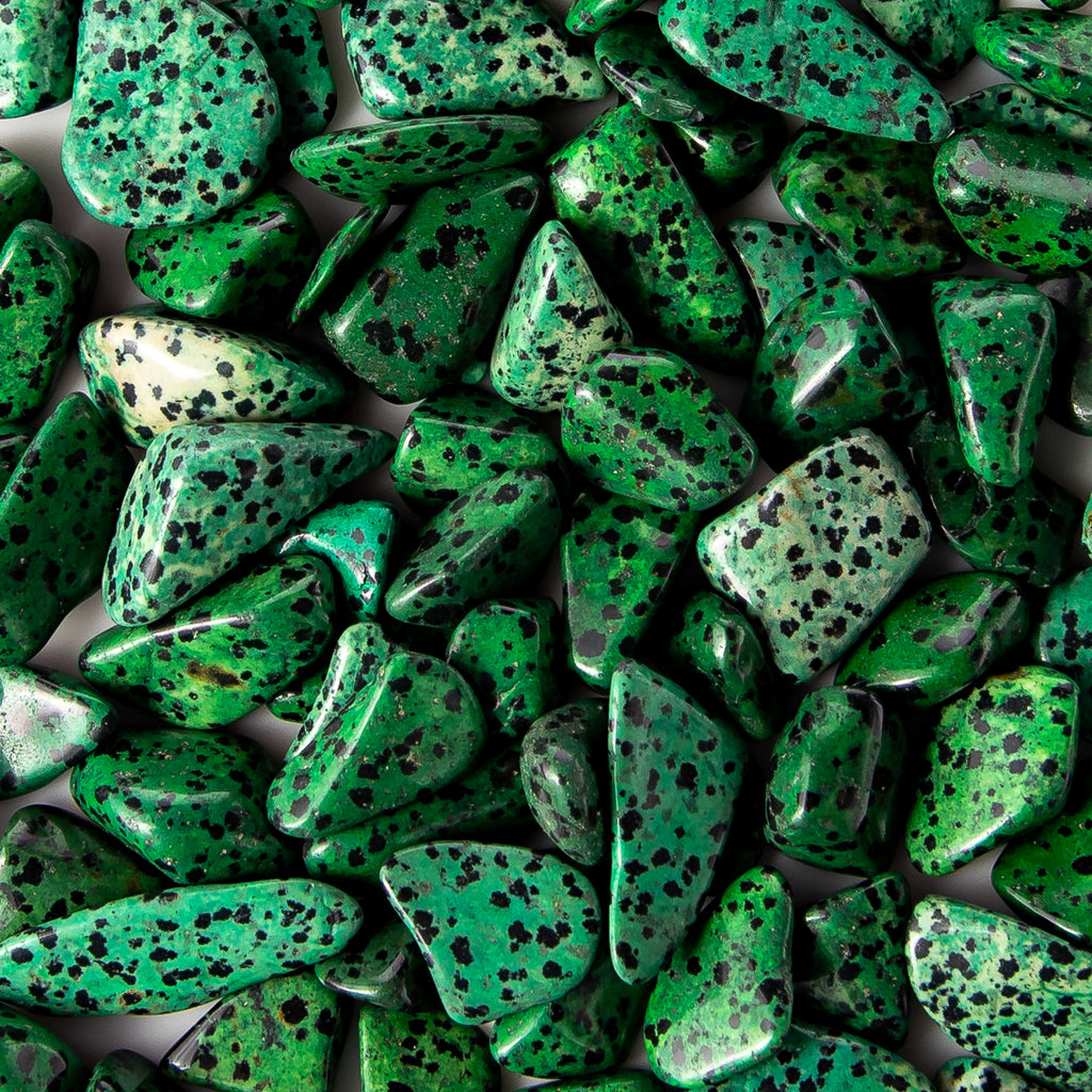 Small Tumbled Green Dalmatian Jasper Gemstone Crystals Bulk