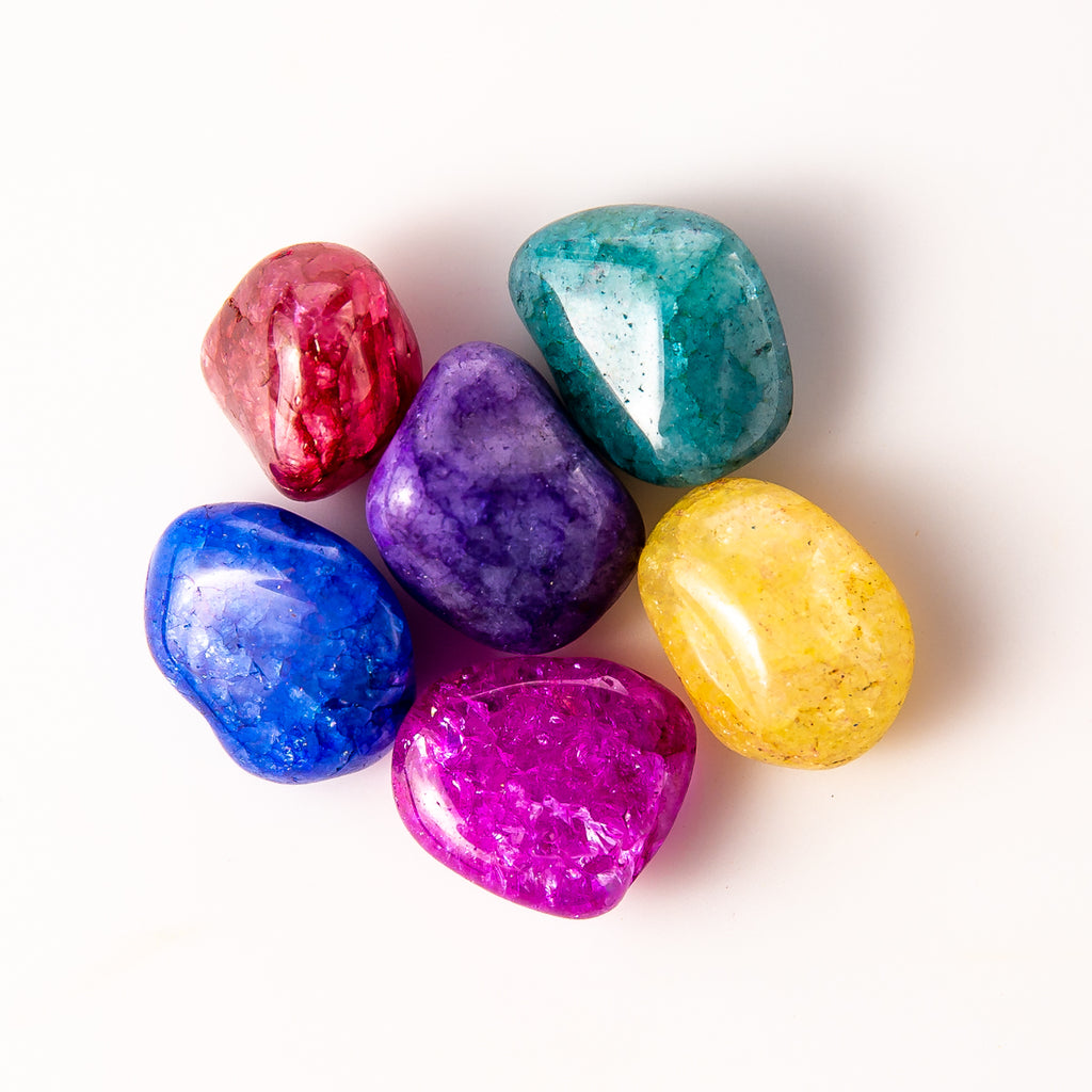 25 Grams of Small Tumbled Colorful Crackle Quartz Gemstone Crystals