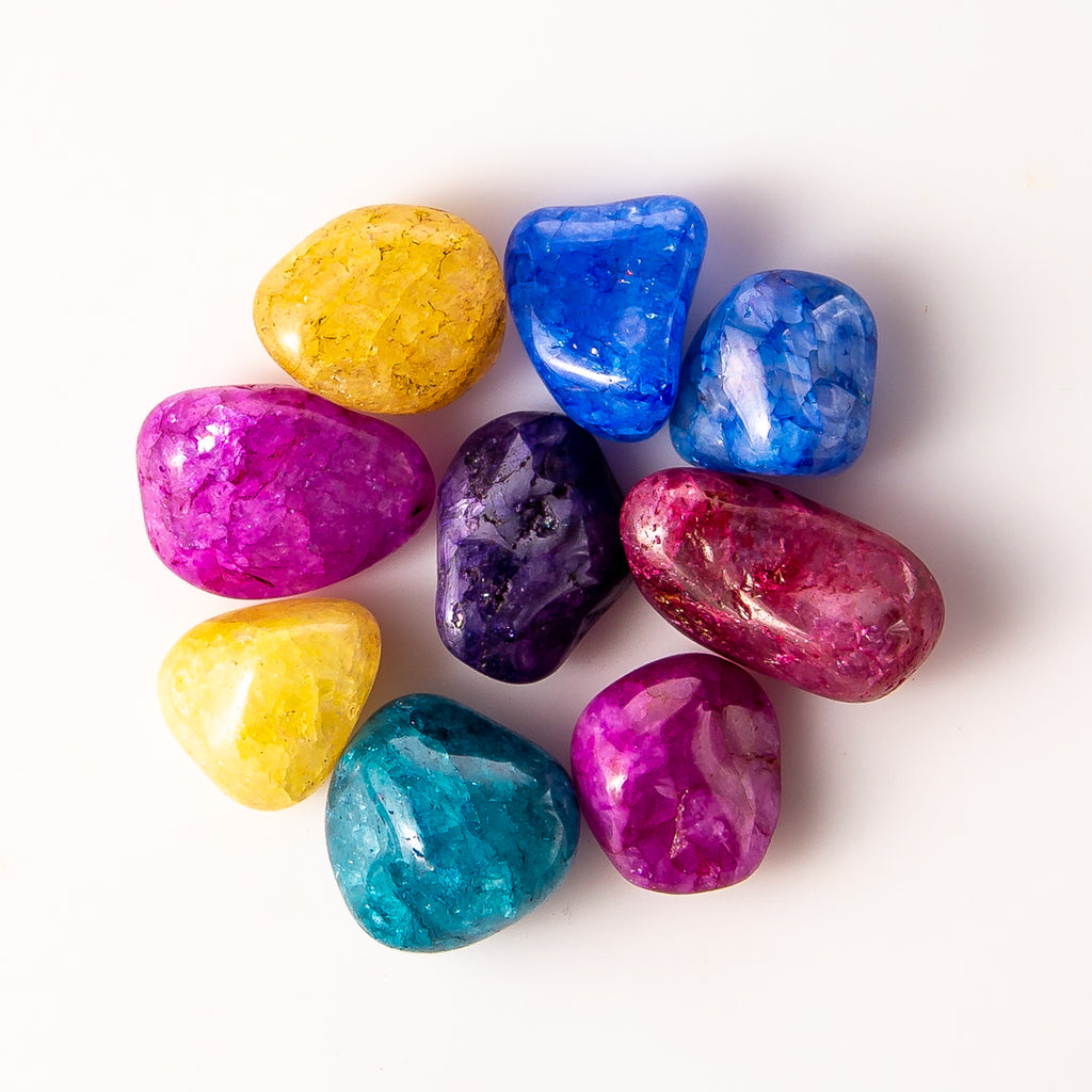 50 Grams of Medium Tumbled Colorful Crackle Quartz Gemstone Crystals