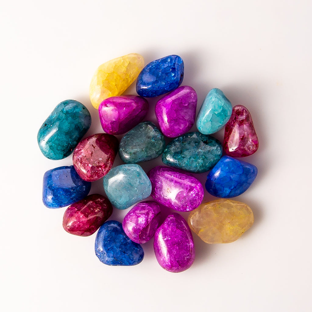 1/4 Pound of Medium Tumbled Colorful Crackle Quartz Gemstone Crystals