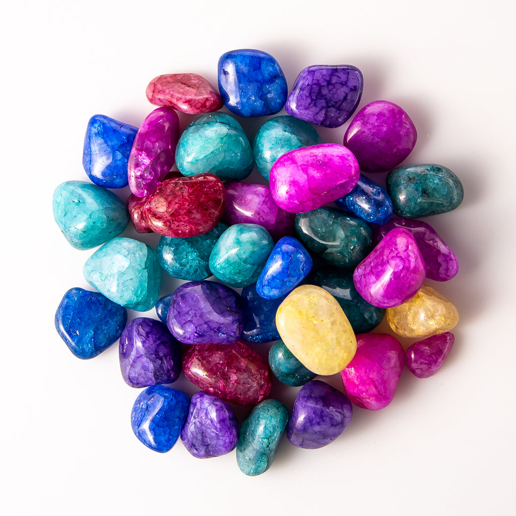 1/2 Pound of Medium Tumbled Colorful Crackle Quartz Gemstone Crystals