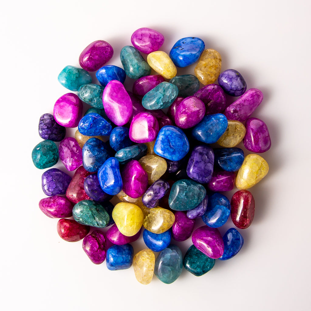 1 Pound of Medium Tumbled Colorful Crackle Quartz Gemstone Crystals