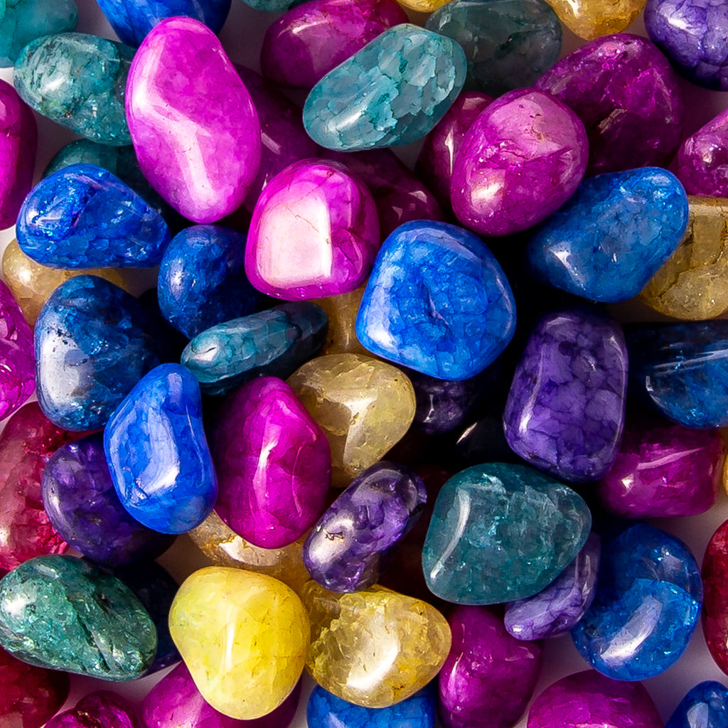 Medium Tumbled Colorful Crackle Quartz Gemstone Crystals Bulk