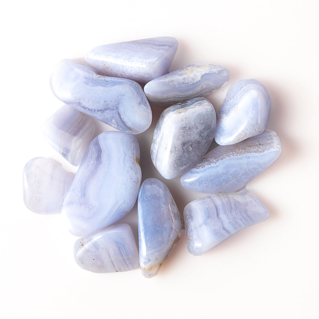 25 Grams of Small Tumbled Blue Lace Agate Gemstone Crystals
